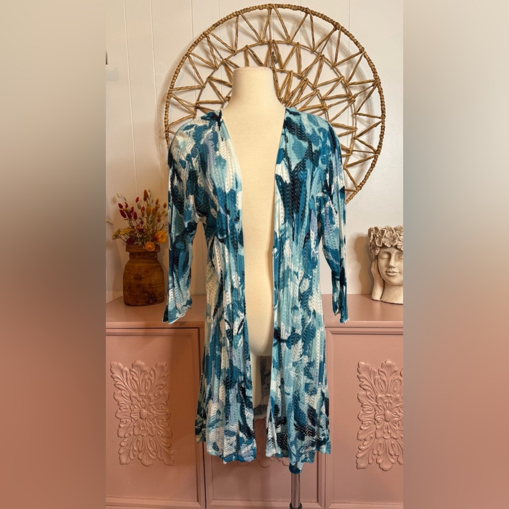 Teal‎  and White CJ Banks 1X Patterned Cardigan